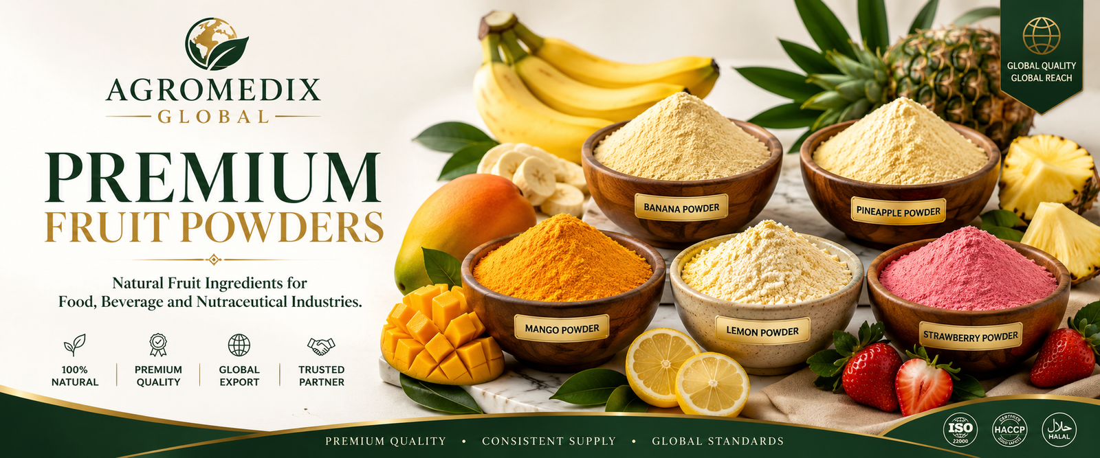 AGROMEDIX GLOBAL natural powders banner