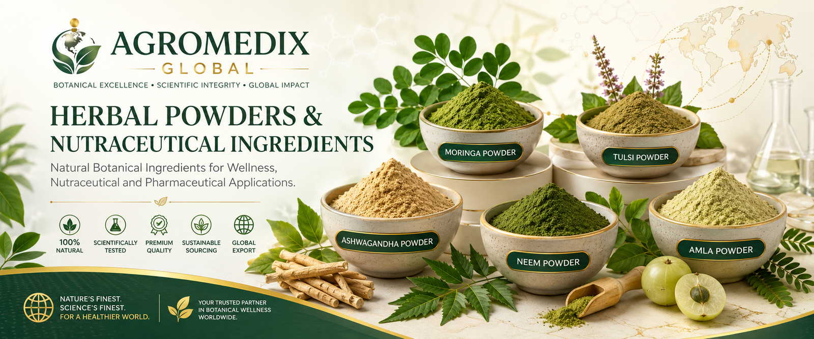 AGROMEDIX GLOBAL natural powders banner