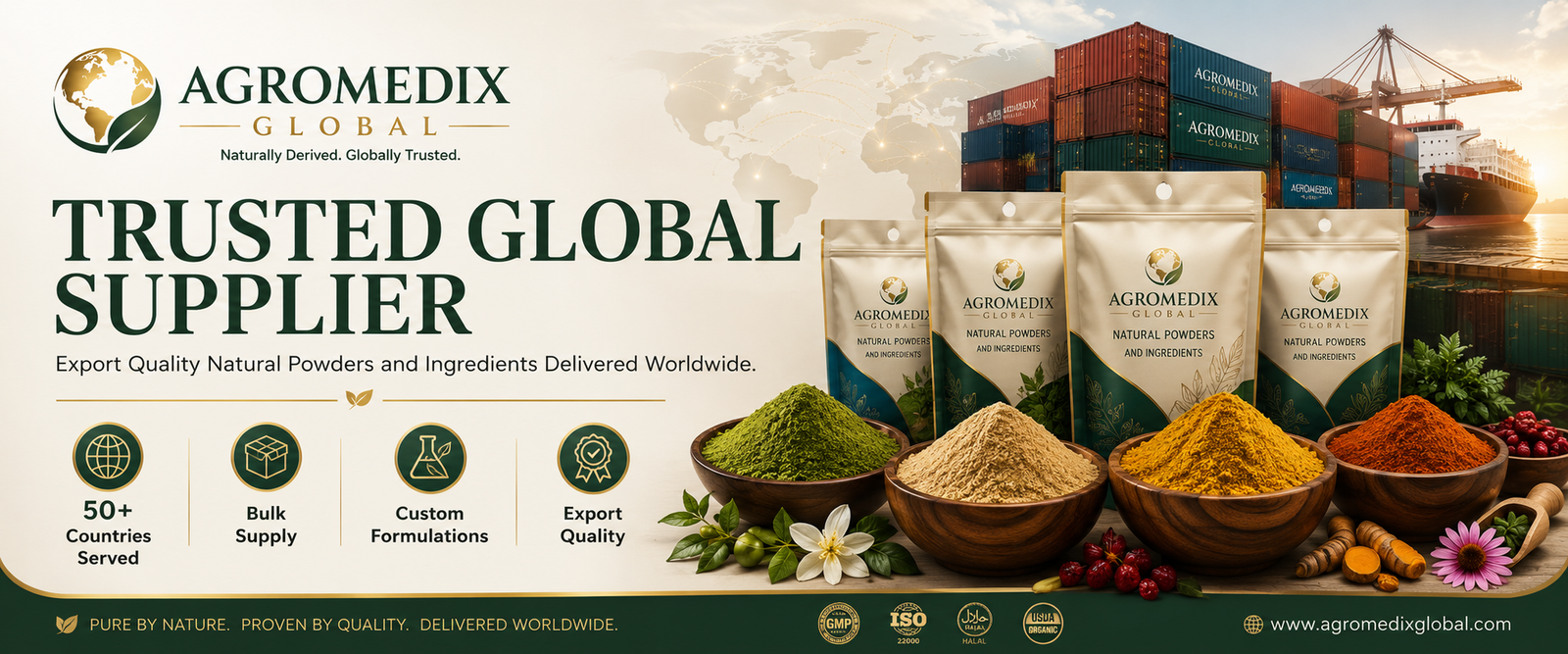 AGROMEDIX GLOBAL natural powders banner